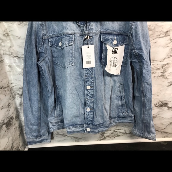 CR7 Trucker Jacket Shadow Patch Blue Mens XXL - Picture 2 of 5